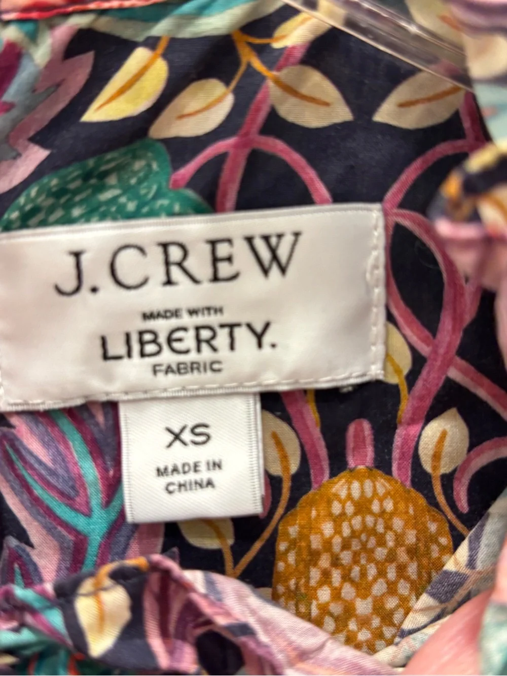J. Crew Purple Multi Floral Botanical Smocked-Neck Puff Sleeve Blouse